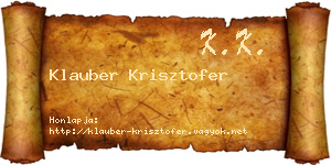 Klauber Krisztofer névjegykártya